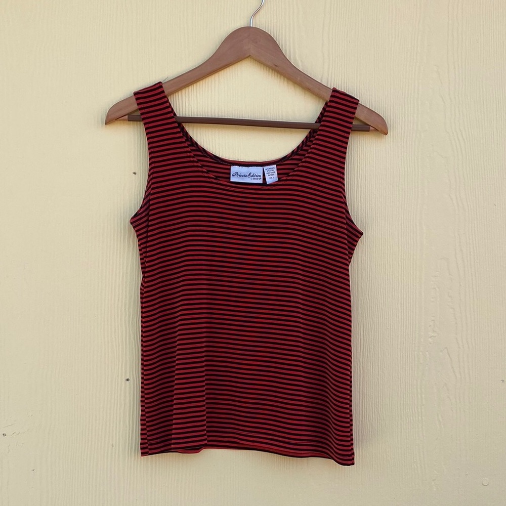 Chico’s Tank Top in Red/Black Stripe Size 1